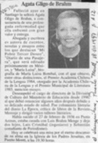 Agata Gligo de Brahm  [artículo].