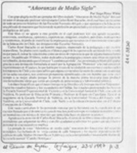 "Añoranzas de medio siglo"  [artículo] Hugo Pérez White.