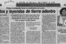 Mitos y leyendas de tierra adentro  [artículo] Claudia Tosetti.
