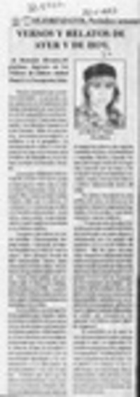 Versos y relatos de ayer y de hoy  [artículo] Rocío L'Amar.