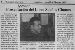 Presentación del libro sueños chonos  [artículo].