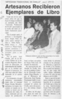 Artesanos recibieron ejemplares de libro  [artículo].