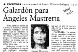 Galardón para Angeles Mastretta  [artículo].