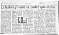 La festiva y humana ciudad que se fue  [artículo] Filebo.