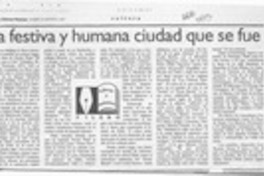 La festiva y humana ciudad que se fue  [artículo] Filebo.