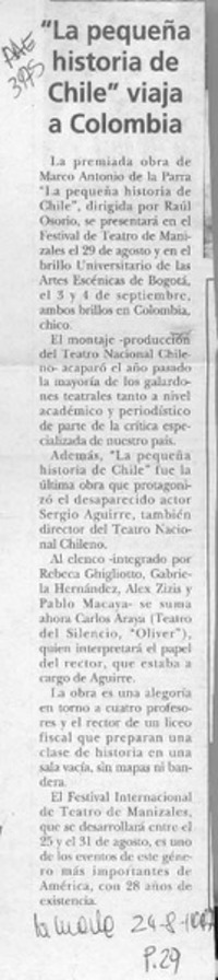"La pequeña historia de Chile" viaja a Colombia  [artículo].