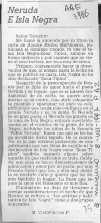 Neruda e Isla Negra.  [artículo] M. Victoria Cox F.