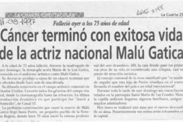 Cáncer terminó con exitosa vida de la actriz nacional Malú Gatrica