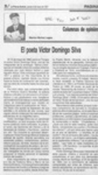 El poeta Víctor Domingo Silva  [artículo] Marino Muñoz Lagos.