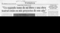 "Un segundo tomo de mi libro y una obra teatral están en mis proyectos de este año"  [artículo] Catalina Mujica.