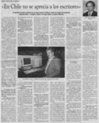 "En Chile no se aprecia a los escritores"