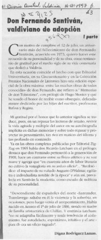 Don Fernando Santiván, valdiviano por adpoción