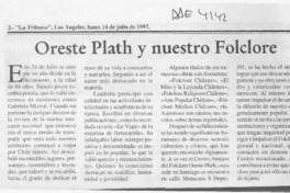 Oreste Plath y nuestro folclor  [artículo].