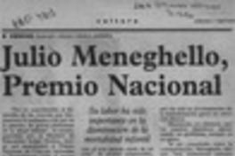 Julio Meneghello, Premio Nacional  [artículo].