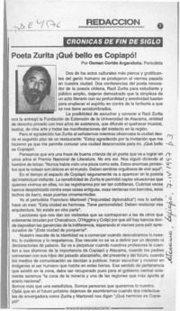 Poeta Zurita Qué bello es Copiapó!  [artículo] Osmán Cortés Argandoña.