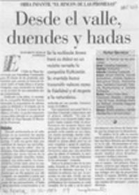 Desde el valle, duendes y hadas  [artículo] Elizabeth Neira.