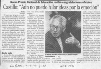 Castillo: "Aún no puedo hilar ideas por la emoción"  [artículo] M. M.