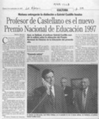 Profesor de castellano es el nuevo Premio Nacional de Educación 1997  [artículo] Marta Molina.