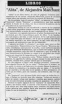 "Alita" de Alejandra Marchant  [artículo] Adolfo Simpson T.