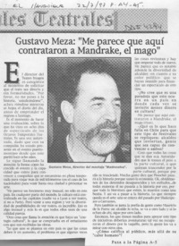 Gustavo Meza, "Me parece que aquí contrataron a Mandrake, el mago"  [artículo].