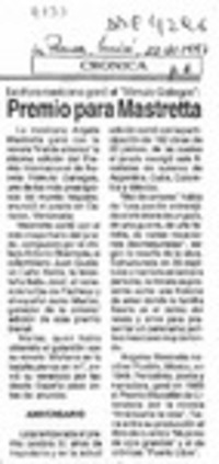 Premio para Mastretta  [artículo].