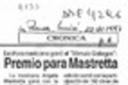 Premio para Mastretta  [artículo].