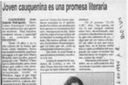 Joven cauquenina es una promesa literaria  [artículo] Iván Gajardo.