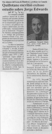 Quillotano escribió exitoso estudio sobre Jorge Edwards