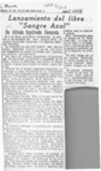 Lanzamiento del libro "Sangre azul"  [artículo].