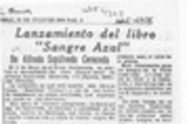 Lanzamiento del libro "Sangre azul"  [artículo].