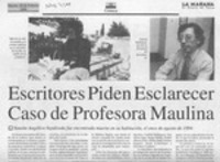 Escritores piden esclarecer caso de profesora maulina