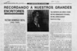 Recordando a nuestros grandes escritores  [artículo] Ana Iris Alvarez Núñez.