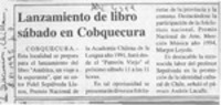Lanzamiento de libro sábado en Cobquecura  [artículo].