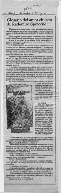 Glosario del amor chileno de Radomiro Spotorno