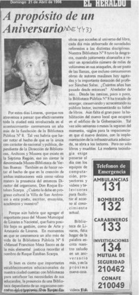 A propósito de un aniversario  [artículo] E. J.