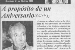 A propósito de un aniversario  [artículo] E. J.