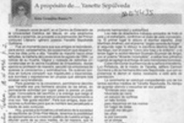 A propósito de -- Yanette Sepúlveda  [artículo] Rosa González Baeza.