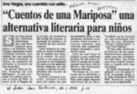 "Cuentos de una mariposa" una alternativa literaria para niños  [artículo].