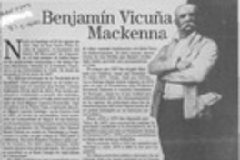 Benjamín Vicuña Mackenna  [artículo] Patricio Jeldres Rodríguez.