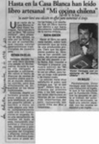 Hasta en la casa blanca han leído libro artesanal "Mi cocina chilena"  [artículo].