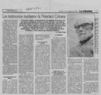 Los testimonios marineros de Francisco Coloane  [artículo] Diego Drago.