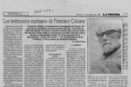 Los testimonios marineros de Francisco Coloane  [artículo] Diego Drago.