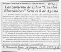 Lanzamiento de libro "Cuentos bioceánicos" será el 8 de agosto  [artículo].