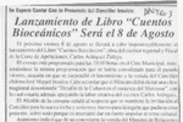 Lanzamiento de libro "Cuentos bioceánicos" será el 8 de agosto  [artículo].