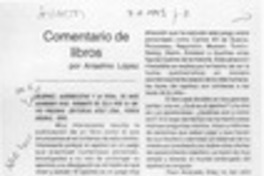 Comentario de libros  [artículo] Anselmo López.