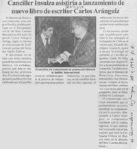 Canciller Insulza asistirá a lanzamiento de nuevo libro de escritor Carlos Aránguiz  [artículo].