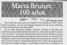 Marta Brunet, 100 años  [artículo] Alejandro Witker.