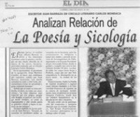 Analizan relación de la poesía y sicología  [artículo].