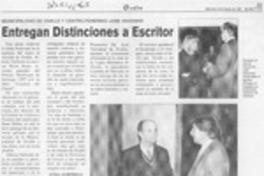 Entregan distinciones a escritor  [artículo].