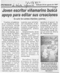 Joven escritor viñamarino busca apoyo para editar sus creaciones  [artículo].